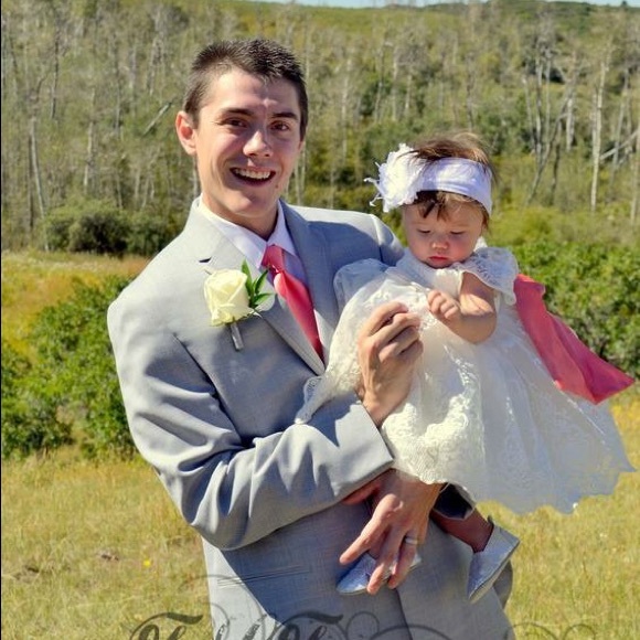 Cream and coral/salmon dress - Picture 7 of 8